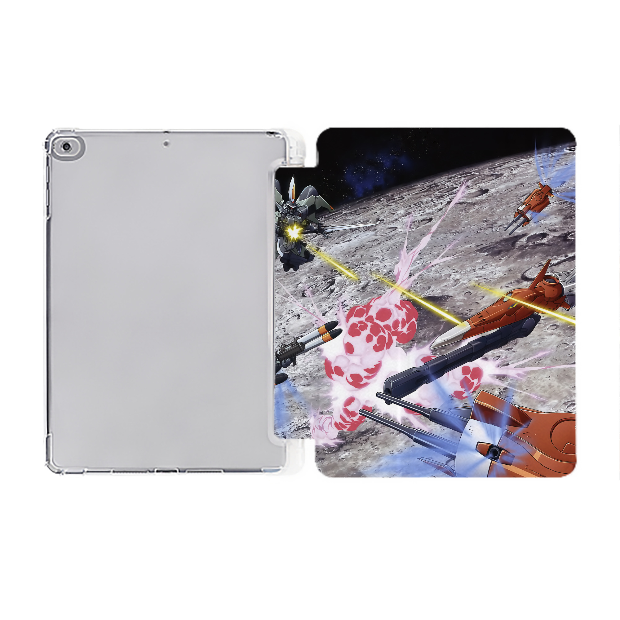 （画像用） 機動戦士ガンダム Mobile Suit Gundam IPad ケース ペン収納付き 三つ折りスタンド PUレザー×シリコン 対応機種9.5/10.5/10.9インチ